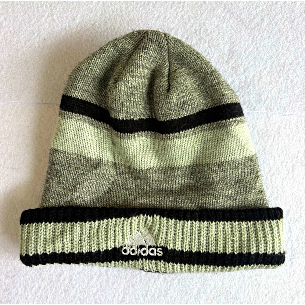 Adidas NHL Los Angeles Kings Striped Knit Acrylic Beanie Hat One Size Gray